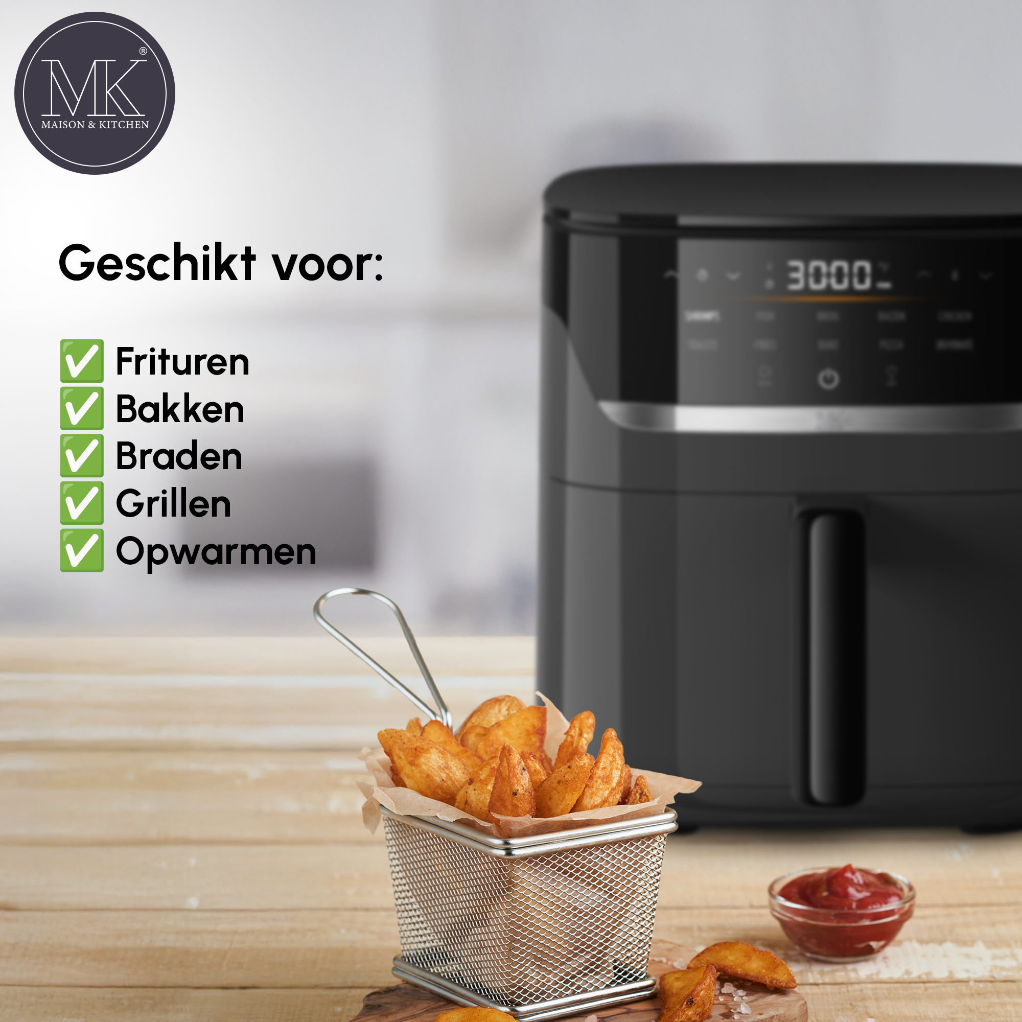 Airfryer – 5 l – PFAS-frei – 1500 W – Schwarz