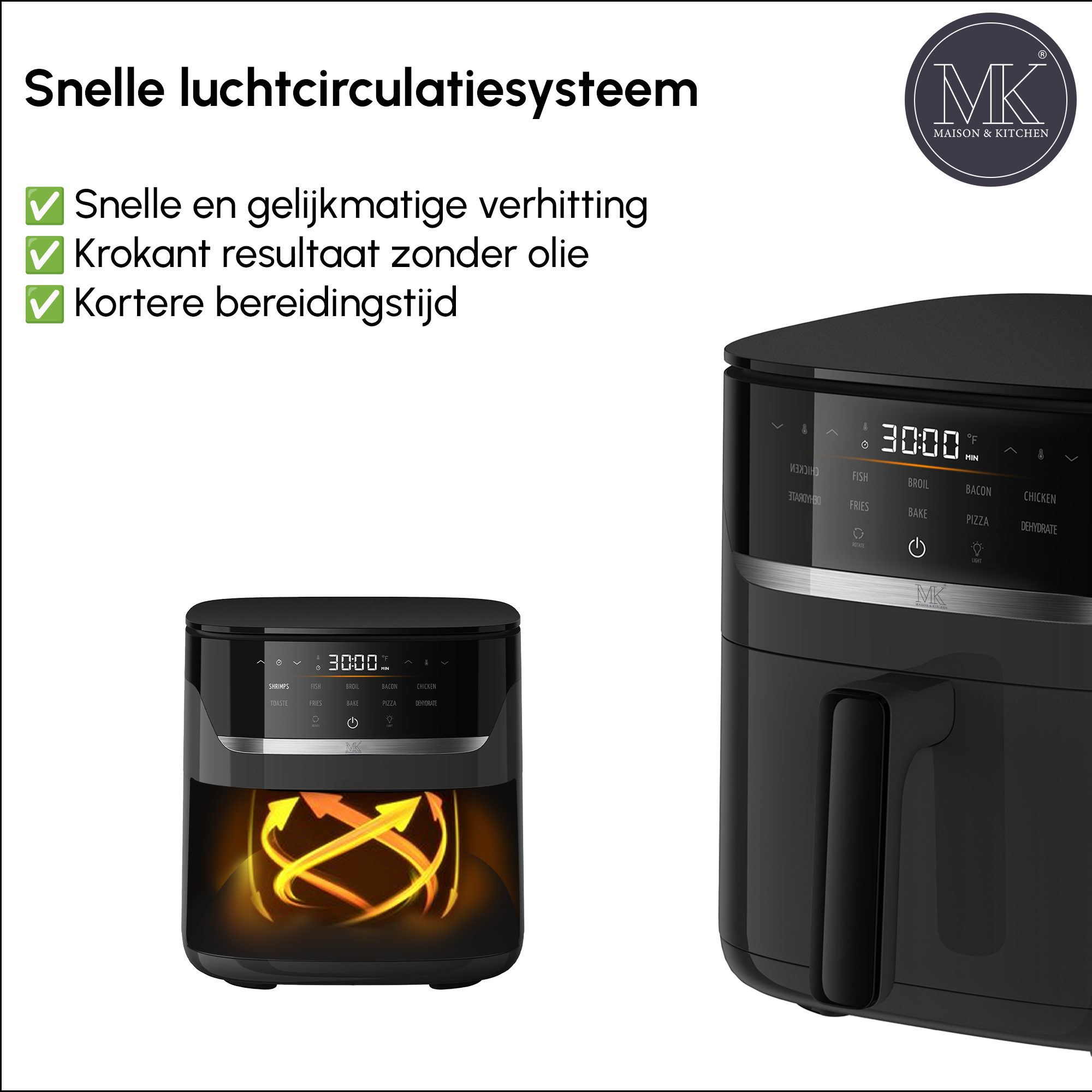 Airfryer – 5 l – PFAS-frei – 1500 W – Schwarz