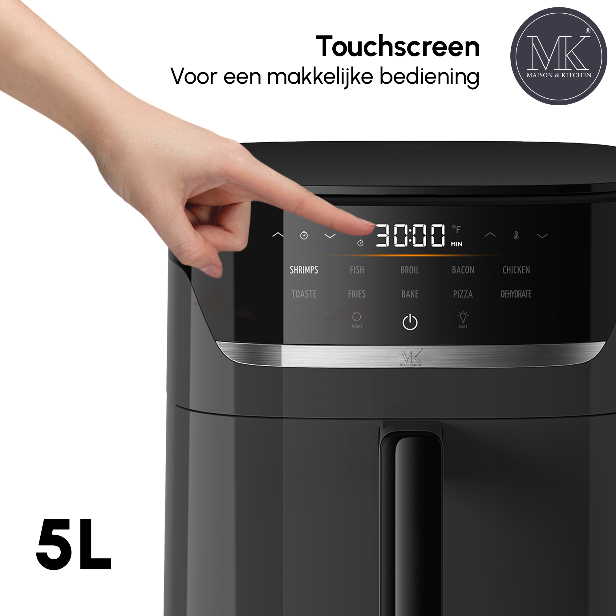Airfryer – 5 l – PFAS-frei – 1500 W – Schwarz