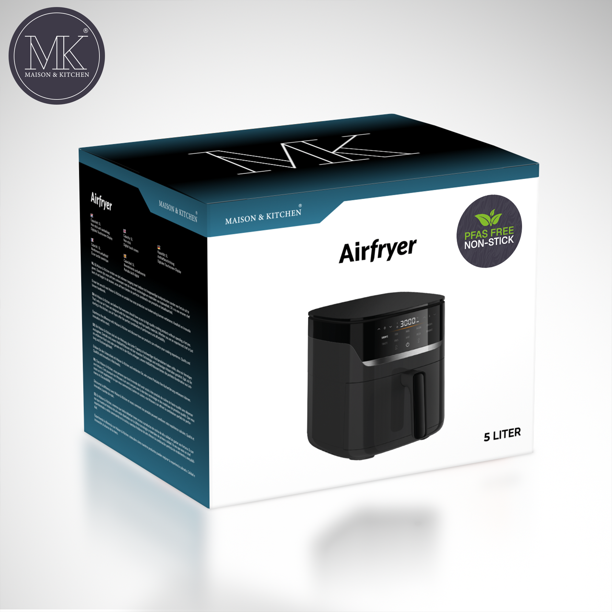 Airfryer – 5 l – PFAS-frei – 1500 W – Schwarz