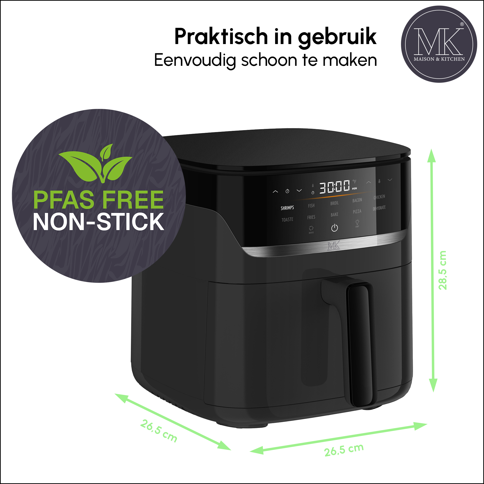 Airfryer – 5 l – PFAS-frei – 1500 W – Schwarz