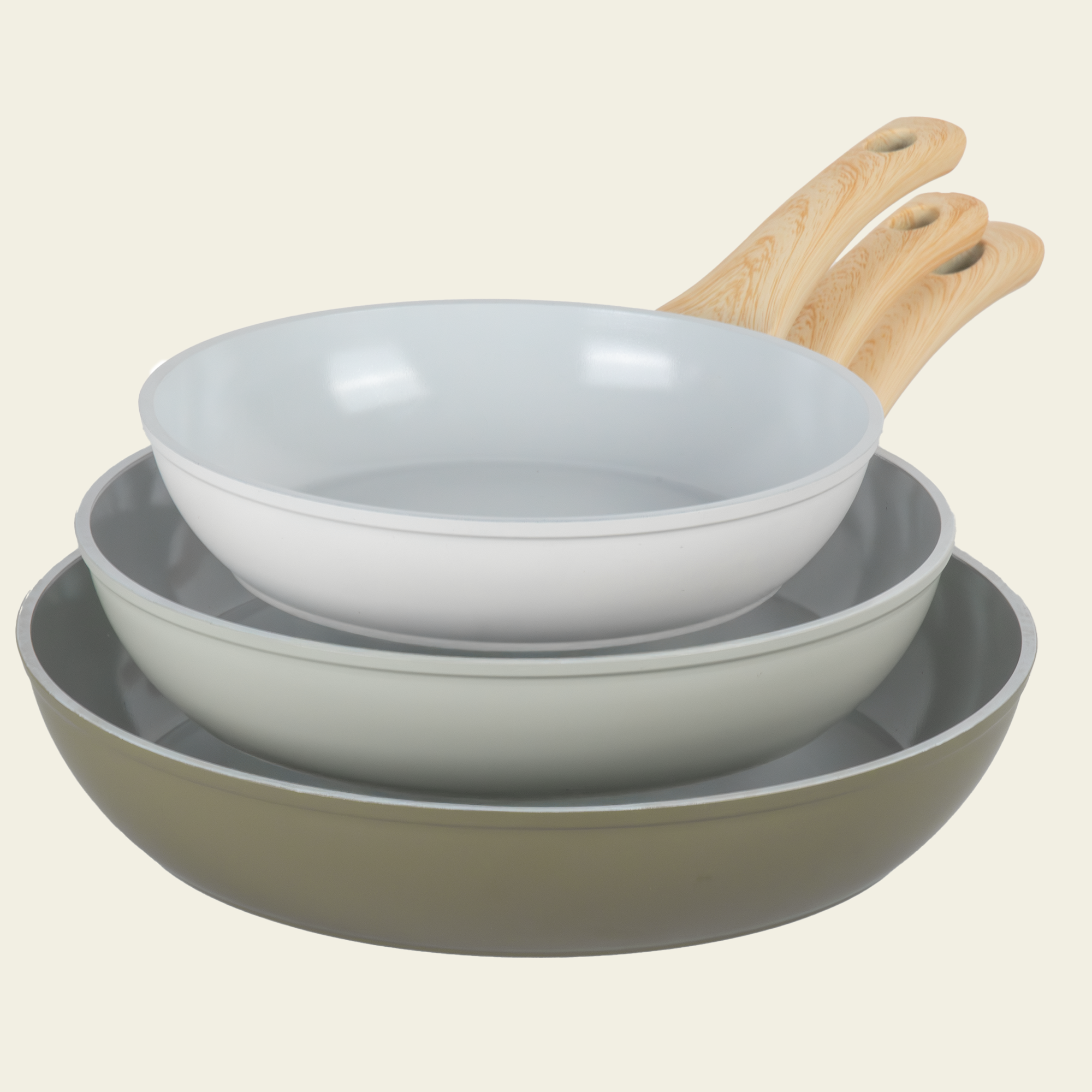 Maison & Kitchen koekenpannenset - 3 Delig - PFAS-vrij - Pastel Green