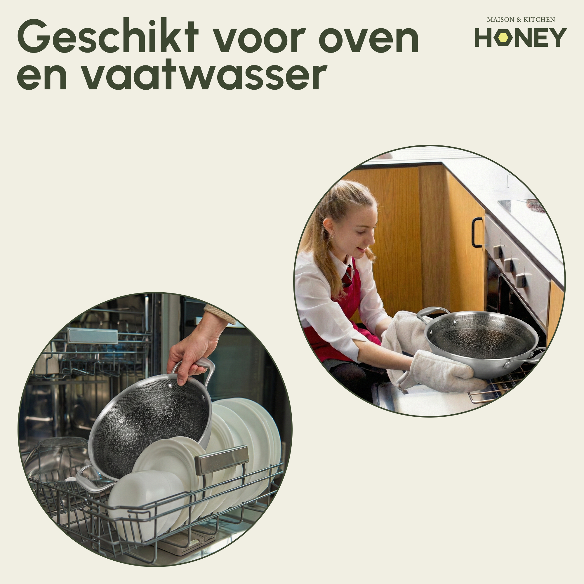 Kookpan Honey - Keramische coating - 28 cm - PFAS-vrij - RVS