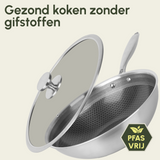 Wokpan Honey - Keramische coating - 28 cm - PFAS-vrij - RVS