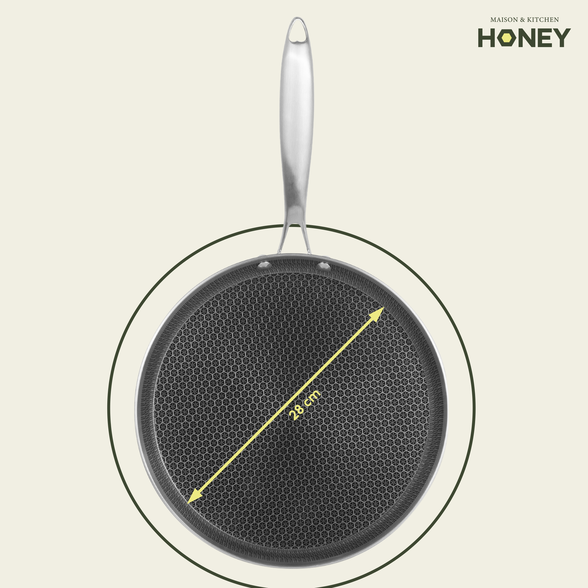 Pannenkoekenpan Honey - Keramische coating - 28 cm - PFAS-vrij - RVS
