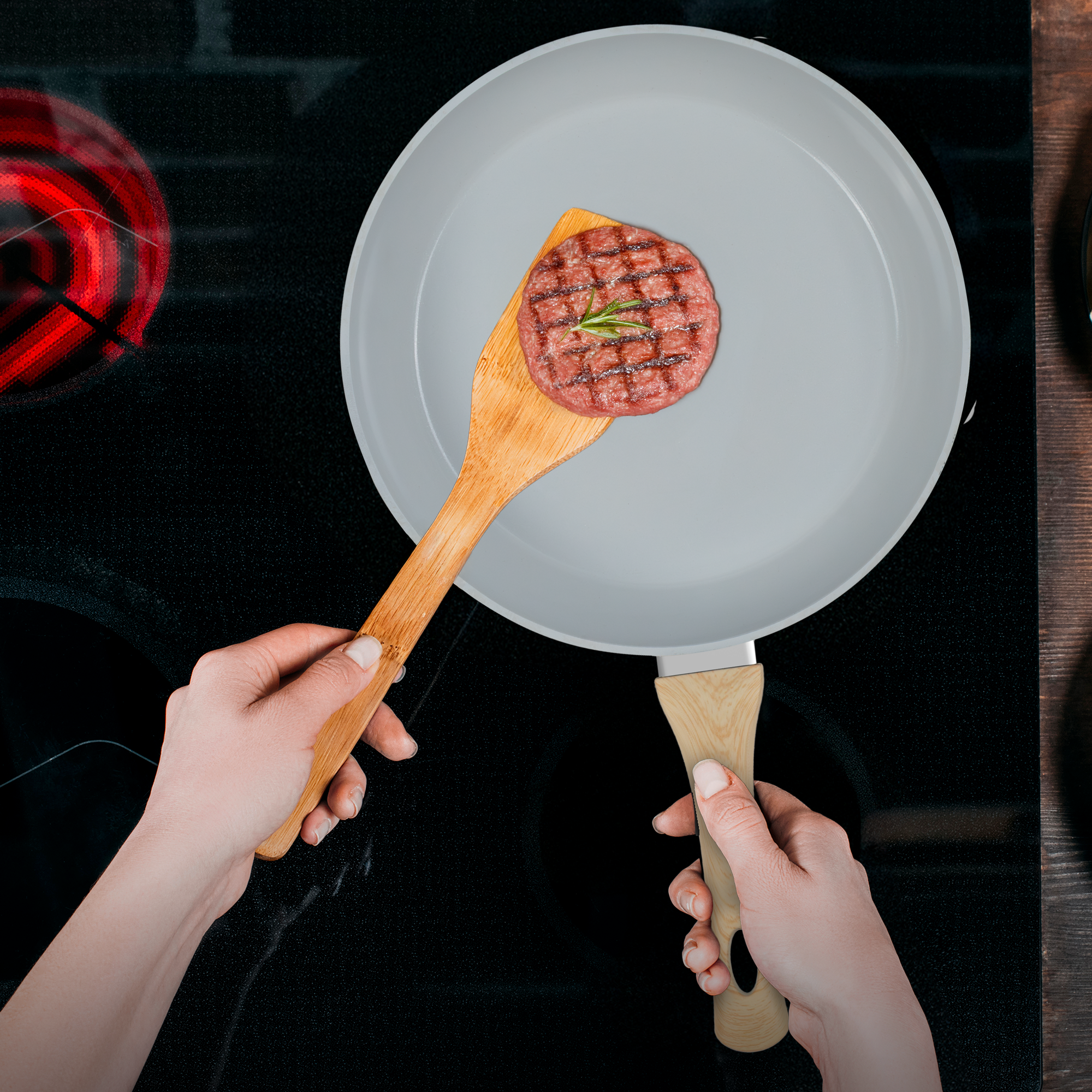 Maison & Kitchen koekenpannenset - 3 Delig - PFAS-vrij - Pastel Green