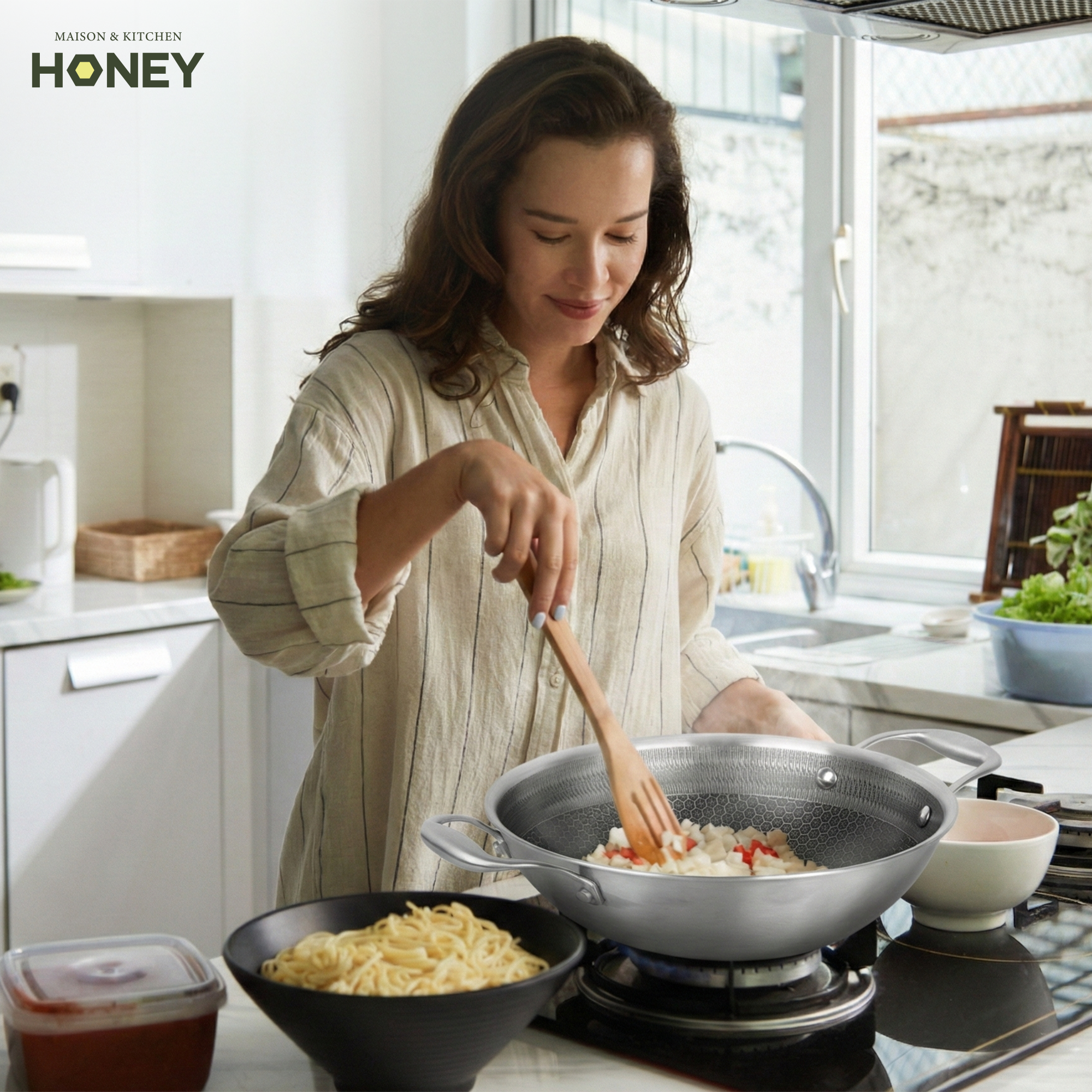 Kookpan Honey - Keramische coating - 28 cm - PFAS-vrij - RVS