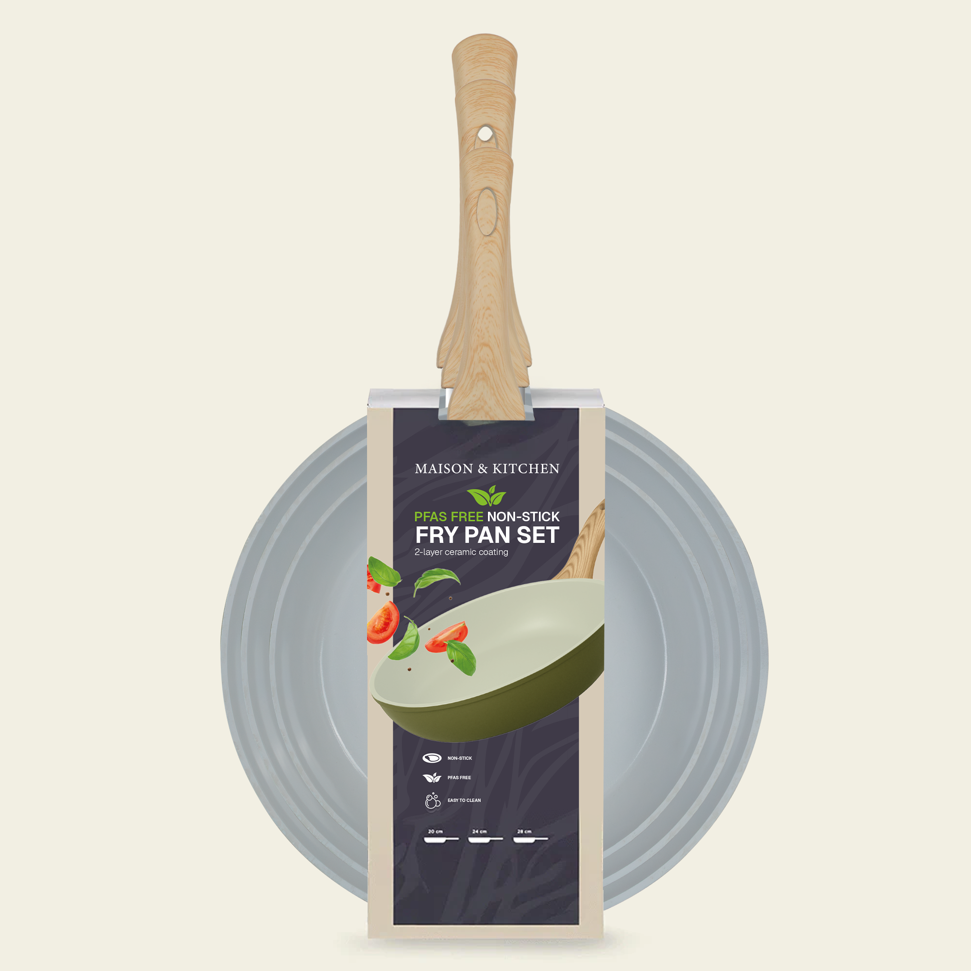 Maison & Kitchen koekenpannenset - 3 Delig - PFAS-vrij - Pastel Green